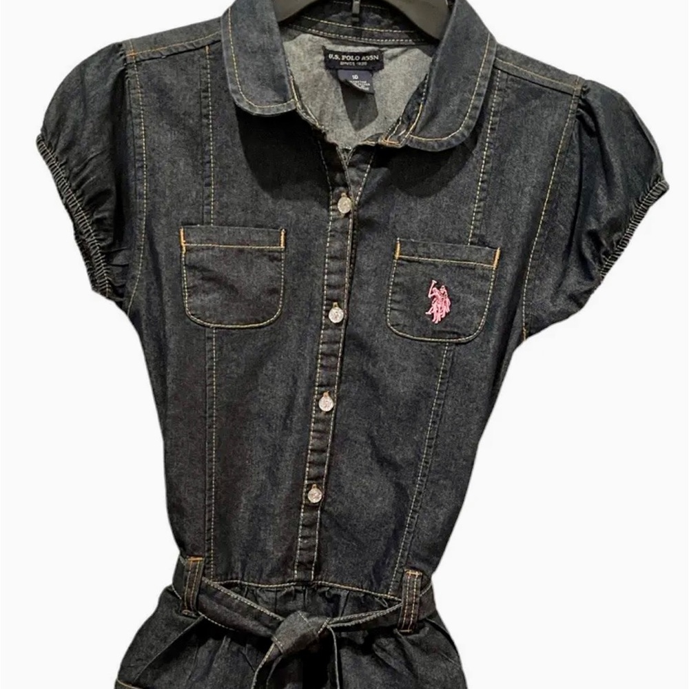 U S Polo Association Dress Girls Size 10 Denim Ruffles NWOT
